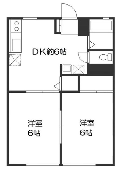 【間取り】 | サンライフ２１９ | コンパクトな2DKの間取りです！