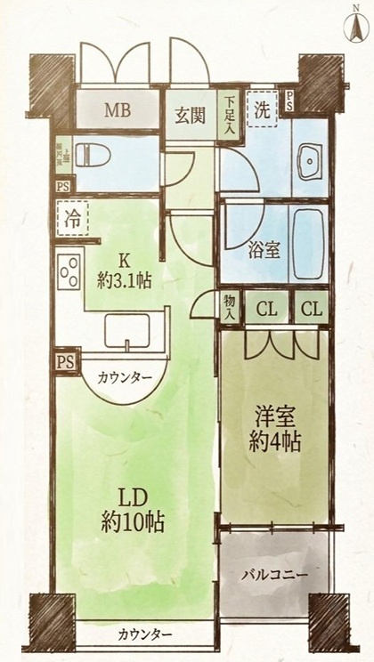茶屋町北シティタワーの間取り