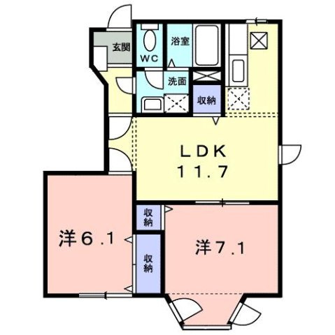 プリムヴェールⅠの間取り
