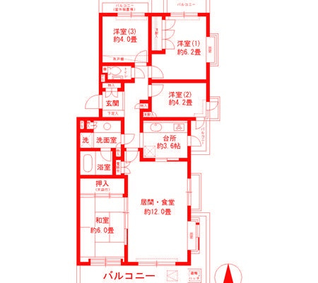 横浜市栄区笠間５丁目の賃貸マンションの間取り