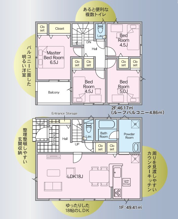 【いわき市好間町上好間第5／全3棟　3号棟】　◆子供が学校に上がる前にマイホームが欲しいあなたへ♪の間取り|3号棟間取図です。