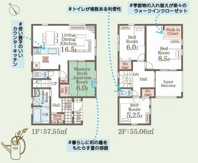 【いわき市泉町滝尻第2】　8号棟　●6号バイパスへのアクセス良好の間取り|8号棟間取図です。