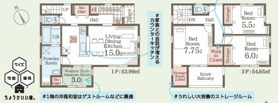 【いわき市中岡町1丁目1期／2号棟】　セブンイレブンまで徒歩2分の間取り|2号棟間取図です。