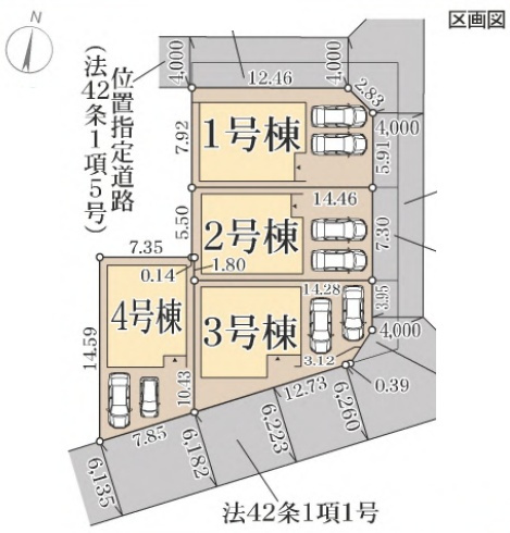 枚方市交北　新築一戸建ての区画図|全4区画