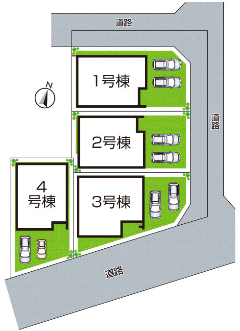 ■枚方市交北　新築一戸建ての区画図|全4区画