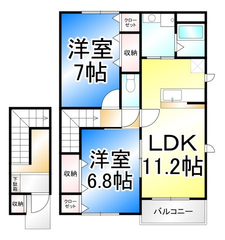 リバーウインド城南Ａの間取り