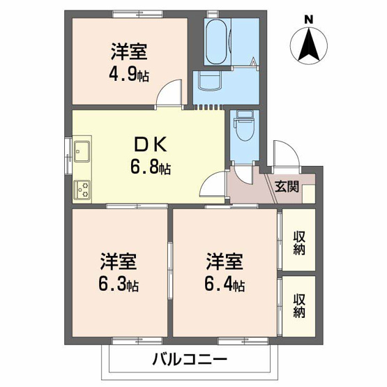 【間取り】 | ヴェルディ白石 Ｃ棟
