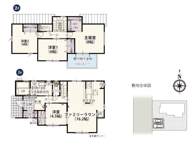 【間取り】 | 全居室南向きの自然光が入りやすい明るい家。LDKに隣接した洋室は、2箇所から出入りができるので客間としても活用できます。