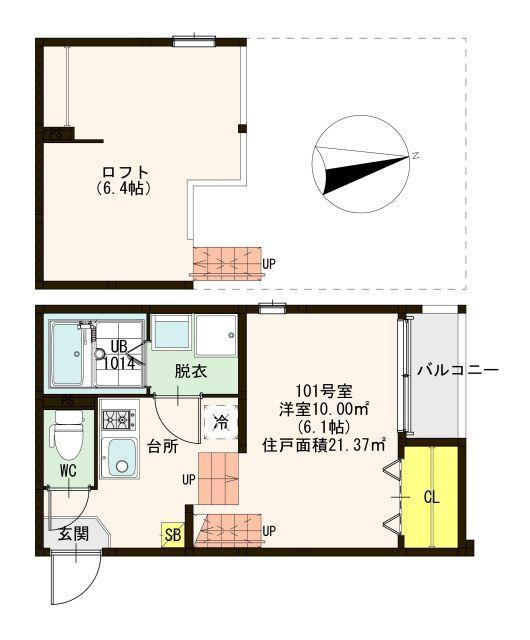 京都市伏見区深草十九軒町のアパートの間取り