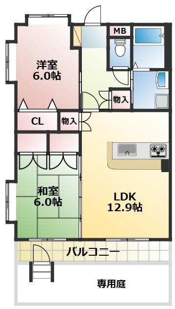 熊本市東区御領５丁目の賃貸マンションの間取り