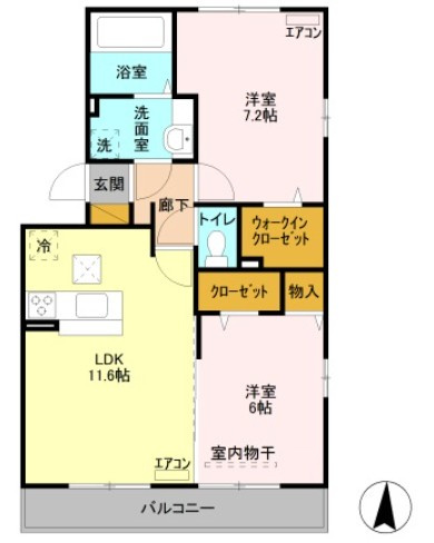 シャンティ-ユ曙台　Ⅱの間取り