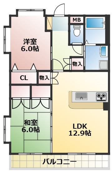 熊本市東区御領５丁目の賃貸マンションの間取り