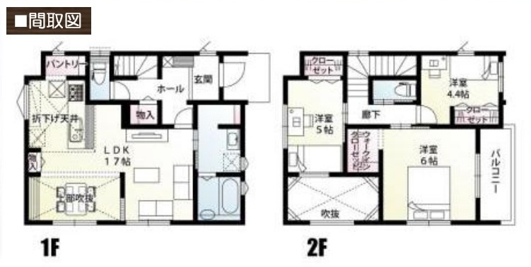 【仲介手数料無料】新築戸建　東松山市松本町1-2-6付近の間取り