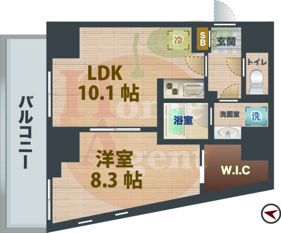 【間取り】 | パークハビオ渋谷本町レジデンス | 1LDKのお部屋です。
