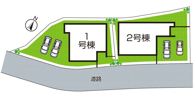 ●5(土)6(日)現地案内可能！　生駒市有里町　第3期　新築一戸建ての区画図|全２区画