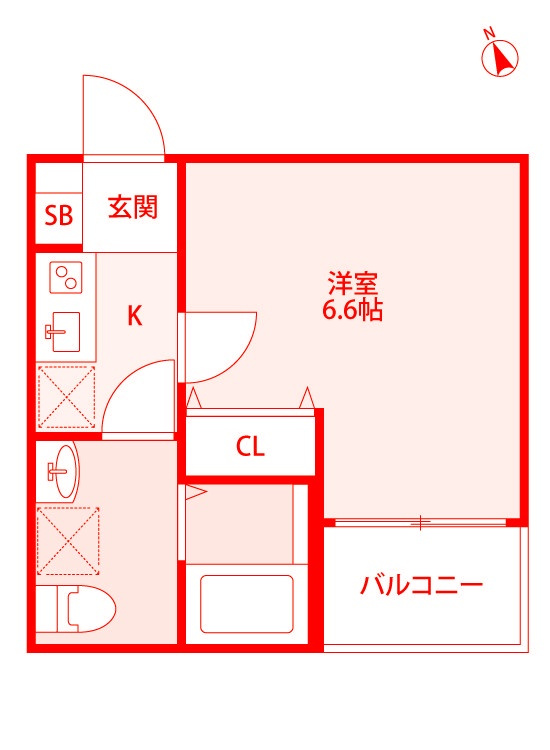 HACK HOUSE 洲崎町の間取り|6.6帖の広々とした洋室♪