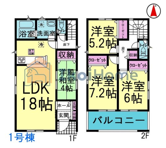 神戸市西区伊川谷町有瀬第7　１号棟　新築戸建の間取り|【ホームページに現地動画掲載中】●年中無休：当日予約可●人気の4LDKの間取りでバルコニー広々！