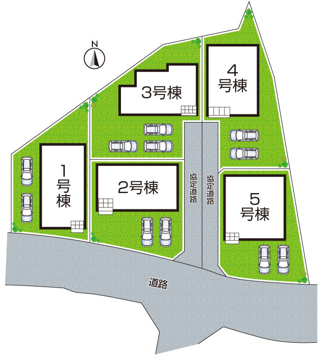 神戸市西区伊川谷町有瀬　第7期　新築一戸建ての区画図|全5区画