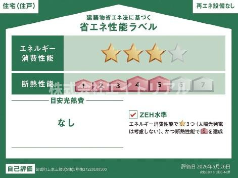 可児郡御嵩町上恵土　第8　新築戸建　全5棟の省エネ性能ラベル|本ラベルは特定の住戸の性能を示すものであり全ての住戸の性能を示すものではありません。