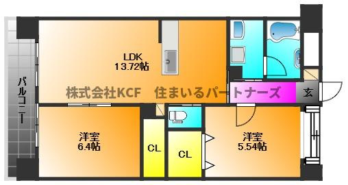 八女郡広川町大字一條の賃貸マンションの間取り