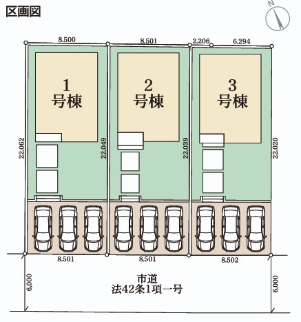 【新築戸建】　いわき市勿来町窪田町通1丁目第1　長期優良住宅の区画図|区画図です。