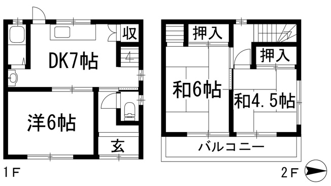 【間取り】 | 西多田2丁目テラスハウス（4戸1）