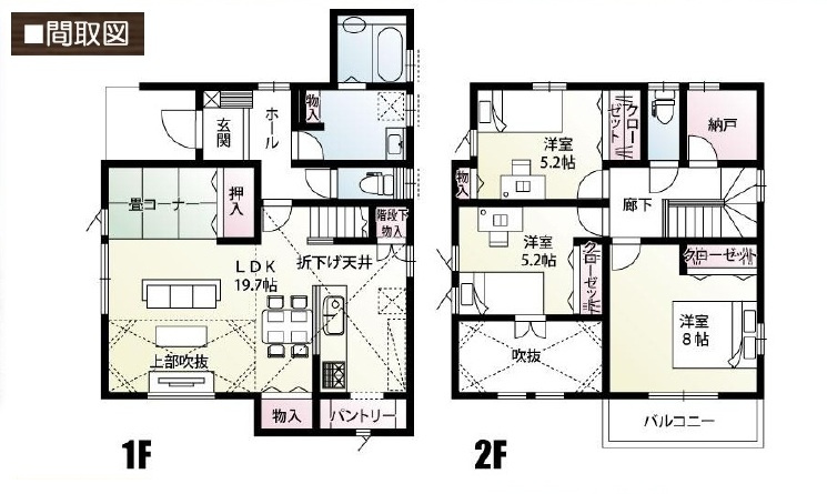 【仲介手数料無料】新築戸建　東松山市松本町1-2-6付近の間取り