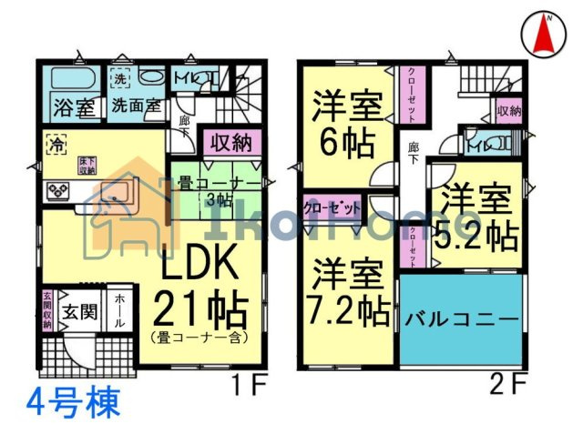 神戸市西区伊川谷町有瀬第7　4号棟　新築戸建の間取り|【ホームページに現地動画掲載中】●年中無休：当日予約可●人気の4LDKの間取り！インナーバルコニー付