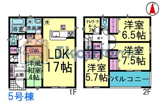 神戸市西区伊川谷町有瀬第7　5号棟　新築戸建の間取り|【ホームページに現地動画掲載中】●年中無休：当日予約可●人気の4LDKの間取り！インナーバルコニー！