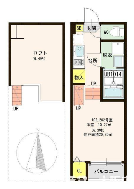 京都市山科区勧修寺東栗栖野町のアパートの間取り