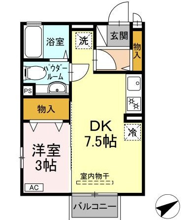 【間取り】 | エスポワールⅡ | 使い勝手のいい1DKの間取りです！