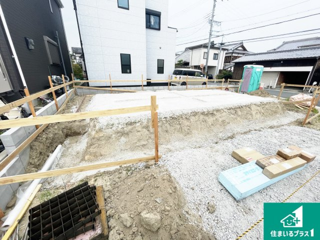 城陽市奈島久保野　第4期　新築一戸建ての外観|周辺は落ち着いた街並みの住宅地！子育てがしやすい住環境です！まだ未完成ですが、現地でしかわからない事もございます。是非一度ご覧ください。

