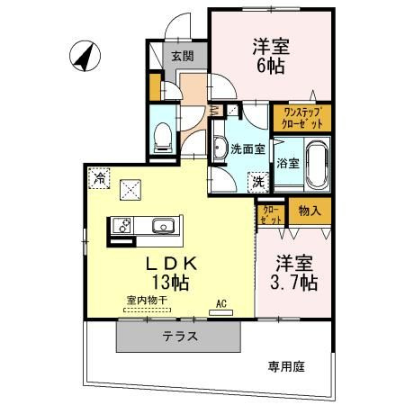 ヴィルヌーブ伍番街　D棟の間取り