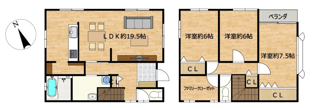 新潟市西区松海が丘2丁目の間取り|2階の12帖洋室を分けるプランもご紹介可能です