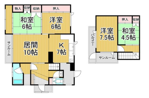 室蘭市白鳥台2丁目16-5戸建の間取り