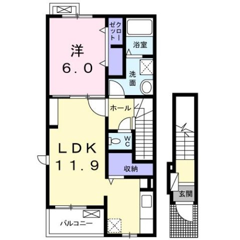 メゾン　ソレイユⅡ　Ａの間取り