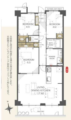 ライオンズマンション西宮高座Ｂ棟の間取り