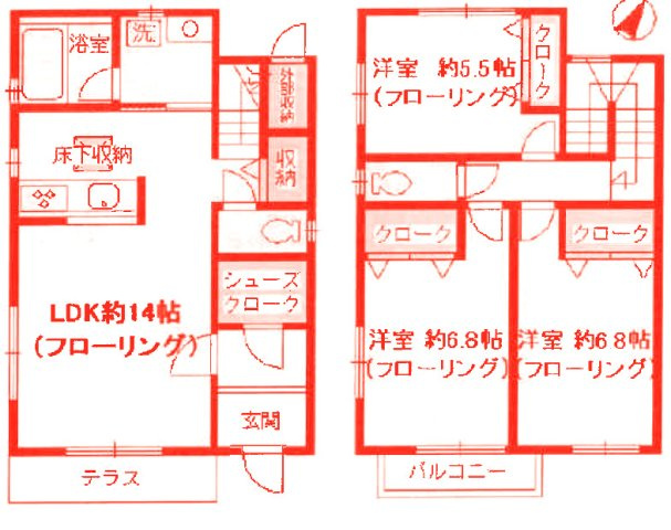 藤沢市下土棚のテラスの間取り