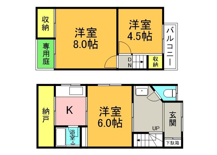 八尾市八尾木1丁目貸家の間取り