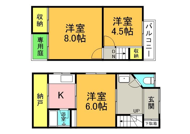 【間取り】 | 八尾市八尾木1丁目貸家
