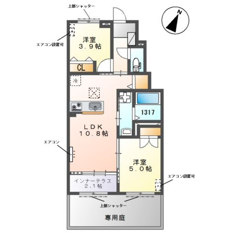 草加市青柳６丁目アパート新築工事の間取り