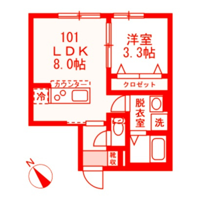 茅ヶ崎市東海岸南２丁目のアパートの間取り