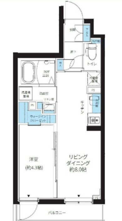 ルネサンスコート大森町の間取り|東向きバルコニーの1LDK