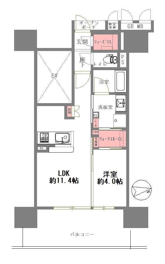 イニシアブランなんばの間取り