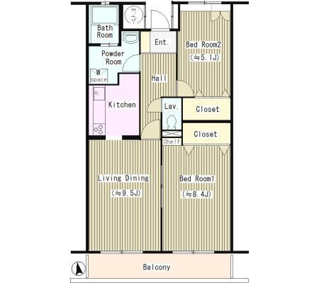 府中市若松町３丁目の賃貸マンションの間取り