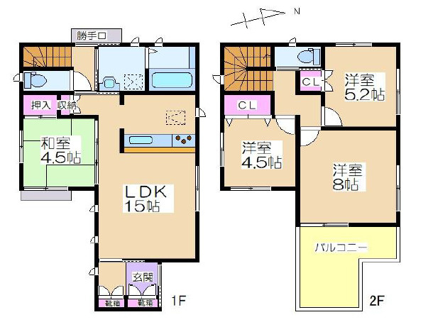 加古川市野口町水足　中古一戸建ての間取り