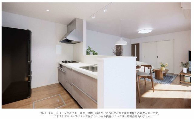 リーブルガーデン高松市香川町大野第二◇2026年度補助金対象の長期優良住宅です！のキッチン|キッチン完成予想図
お子様の様子を見守りながら料理ができて安心感があることや、家族とのコミュニケーションが取りやすい対面式キッチンです。キッチンが広いので複数人で作業しやすいメリットもあります！