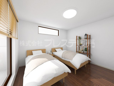 【洋室】 | 生駒市有里町の新築一戸建 全２区画 | １号地２階洋室（主寝室）完成イメージ／南向きですので、陽あたり良好です♪