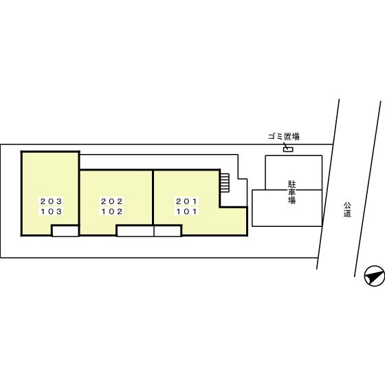 府中市本宿町２丁目のアパートの区画図