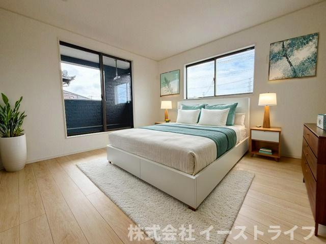 【新築戸建】　いわき市四倉町第19の寝室|同社施工写真の寝室に家具を配置したイメージ画像です
※本画像はCGで作成しており、実際に現地に 家具は置かれておりません。また、価格に 家具は含まれておりません。
